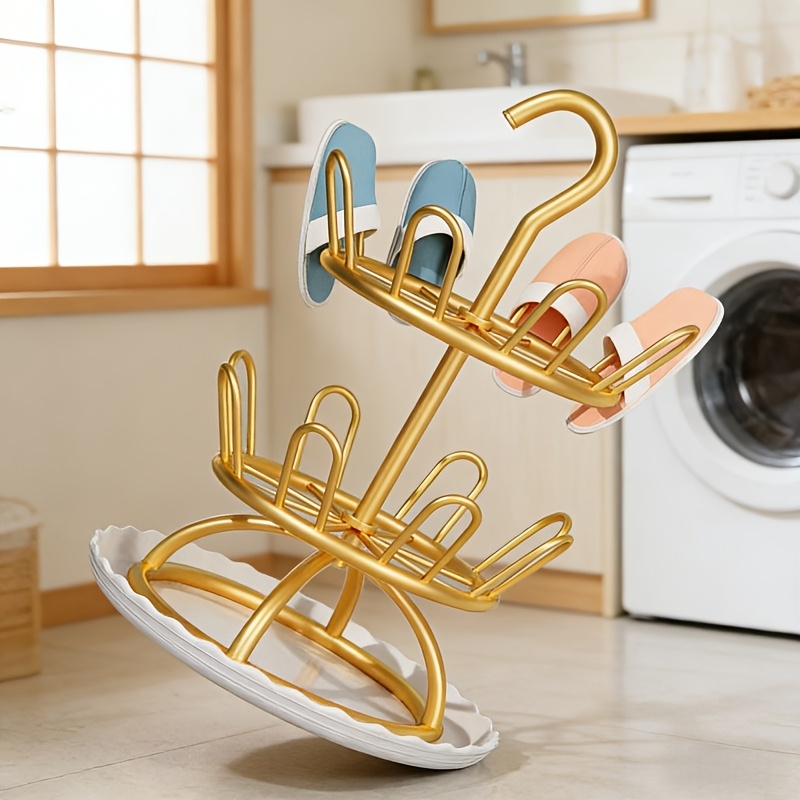 Shoe-Specific Rotating Drying Storage Rack, Featuring an Artistic Streamlined Wrought Iron Design That Is Elegant and Generous. Multi-tiered Storage Layout with Ample Capacity, Rotatable for Flexible Adjustment. Switch Freely Between Floor-standing