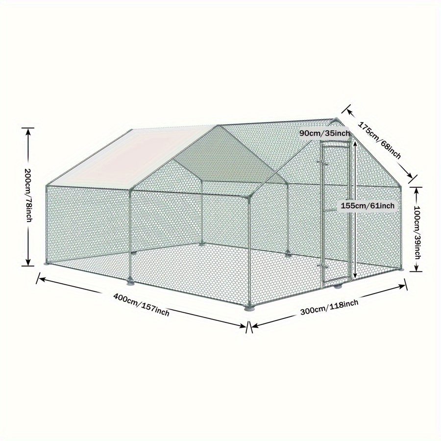 TEMU Chicken Coop Chicken Cage Galvanized Pet Cage With Pe Roof For Poultry Chicken