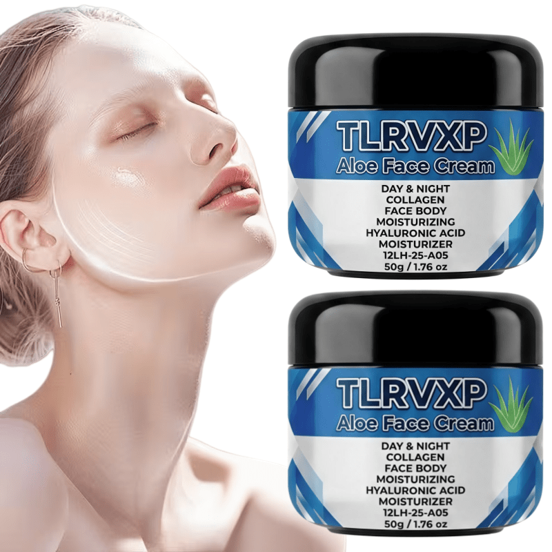 Image of 2pcs Tlrvxp Aloe Face Cream, Collagen Hyaluronic Acid Day And Night Moisturizing Lotion, Multi-use Facial Body Moisturizer, Hydrating Smoothing Nourishing Skin Care Cream For Daily Face And Body Use