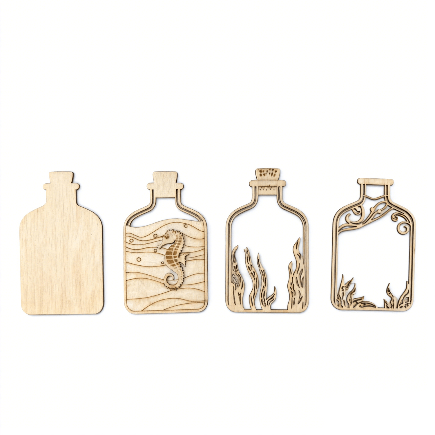 Image of 2d Flat, 2d Flat, 3d Layered Wooden Seahorse Bottle Wall Art Paintings - Coloring And Assembly, Handcrafted Decorative Painting Kit, Accent And Unique Gift, Halloween Christmas Decor