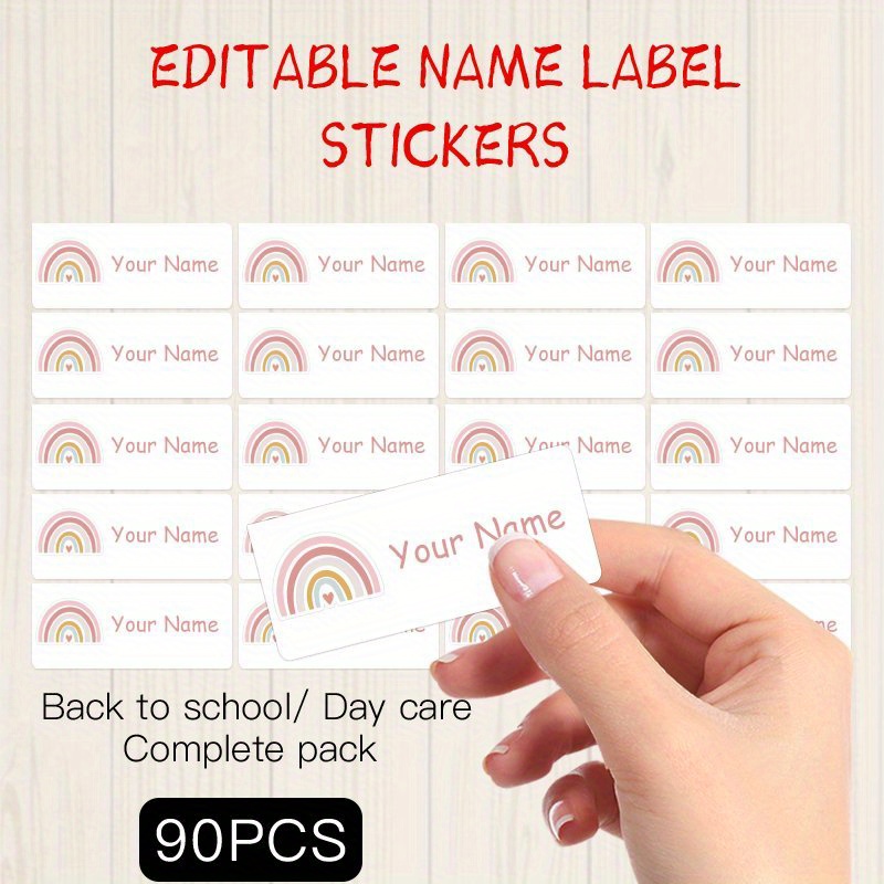 Upgraded Custom Name Stickers - 90pcs Personalized Adhesive Labels For Clothing, Laptops & Water Bottles, Ideal For Lunch Boxes