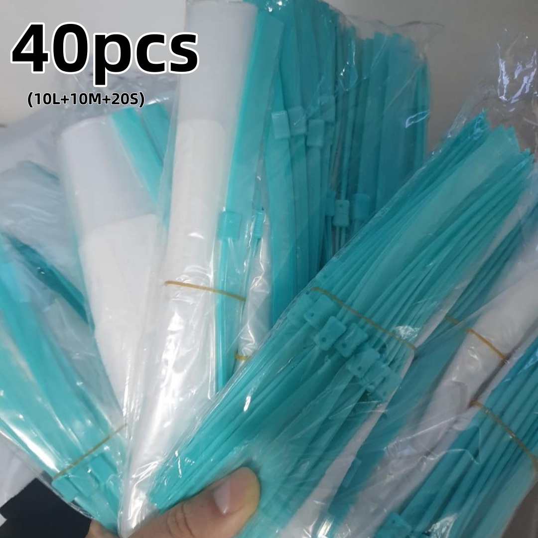 TEMU 40pcs Heavy-duty Reusable Washable Vacuum Seal Bags, Storage Bags With Date Labels For Free , Transparent Food Storage Containers, Food-grade