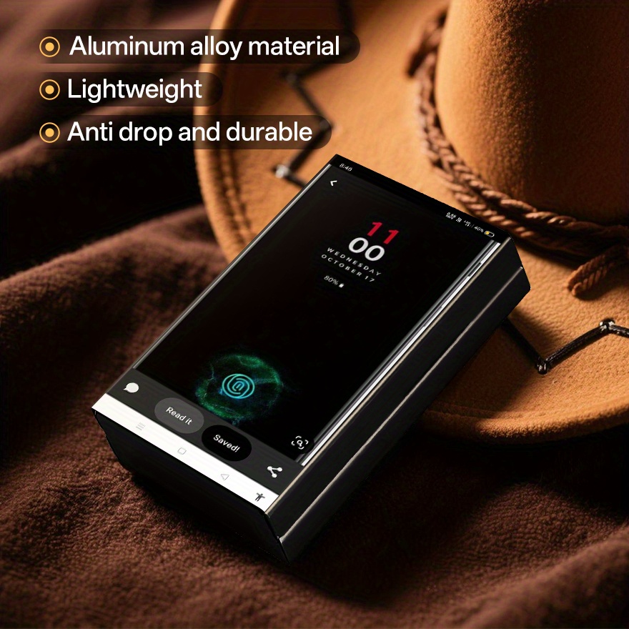 Modern Electronic-    with Sliding Mechanism - 2D Flat Design, High Quality & Dustproof -   Operation, -Free Opening - Durable Cigarette Storage Box with  -like Interface - Ideal Gift for Men & Smokers (No /Electronics Required),   with Built In Lighter, Silvery  ,   Bling, Cigarette Beads, Small Cigarette Tin, 2D Flat