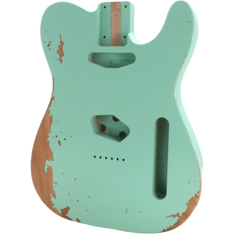 Relic Guitar Body | TL Style Nitro Top Alder Wood, S-S or H-S Route, Relic Seafoam Green