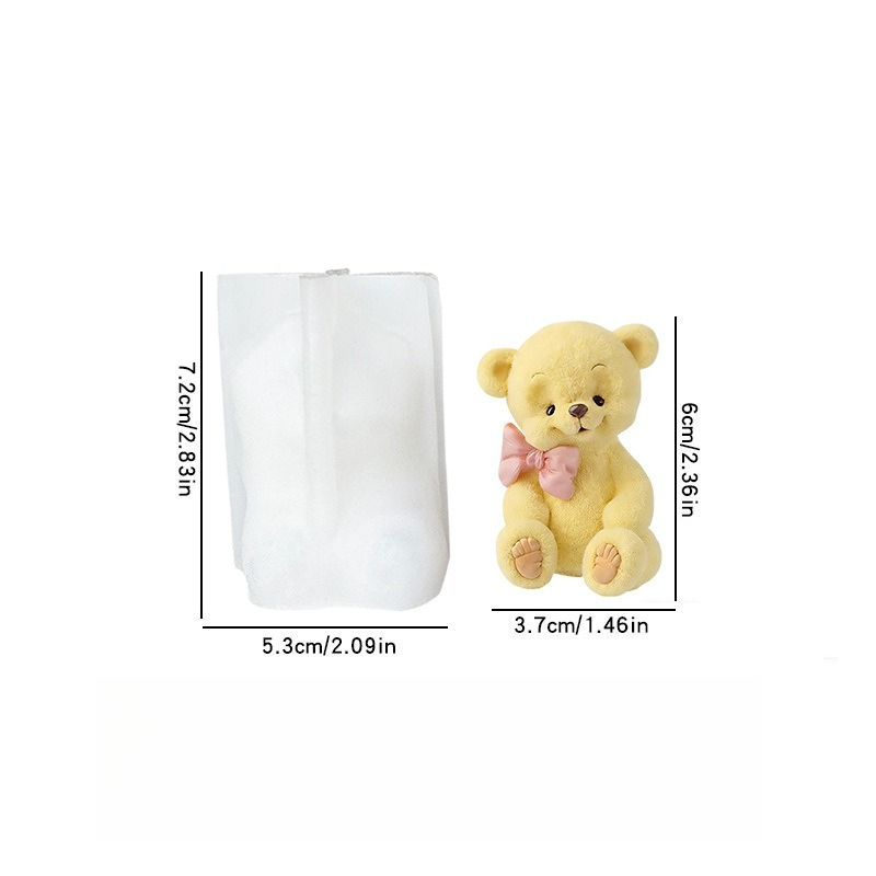 TEMU Reusable Right-side Bear Silicone Mold Suitable For Diy Candles, Soap, Resin Crafts - Irregular Shape Thermoresistant Mold With Bear, Compatible