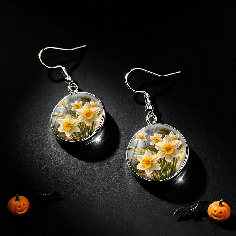 3pc Daffodil Flower Necklace & Earrings Set, Unisex Gift