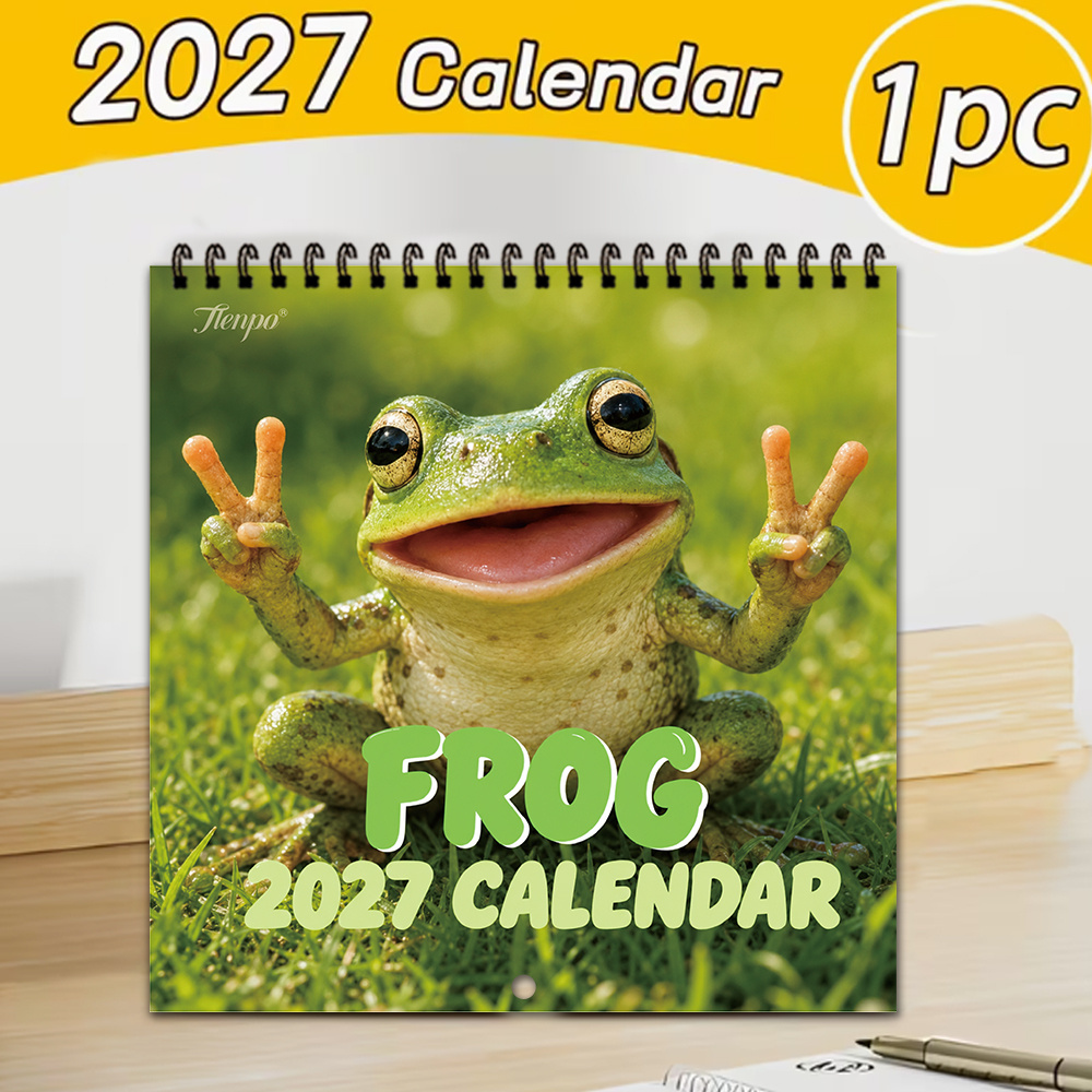 TEMU 1pc, , Frog Coil Hanging Calendar. Anthropomorphic -style Wall Hanging Monthly Calendar. Wall Decor Calendar, Indoor Decor, Room Decor, Women's
