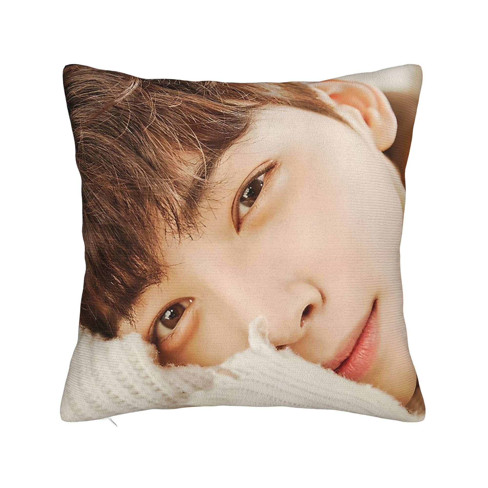 

1pc Housse d'oreiller imprimée Style Cha Eunwoo, 100% Polyester, Lavable en machine, Fermeture à glissière, Housse de coussin décorative tissée pour différents types de pièces - Insert d'oreiller non