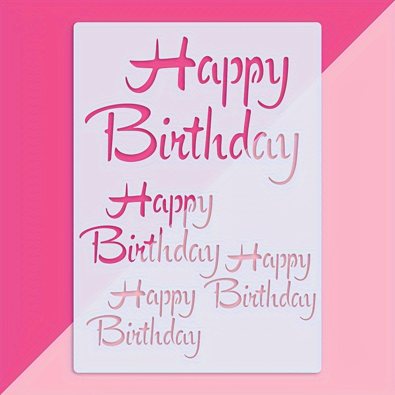 Image of 1pc Large Reusable Letter Stencils, A4 Size - Happy Birthday , Creative Font Template, For Fabric, Canvas, Wood Wall, Furniture And Home Decor, Polyester Film, Craft Painting Template