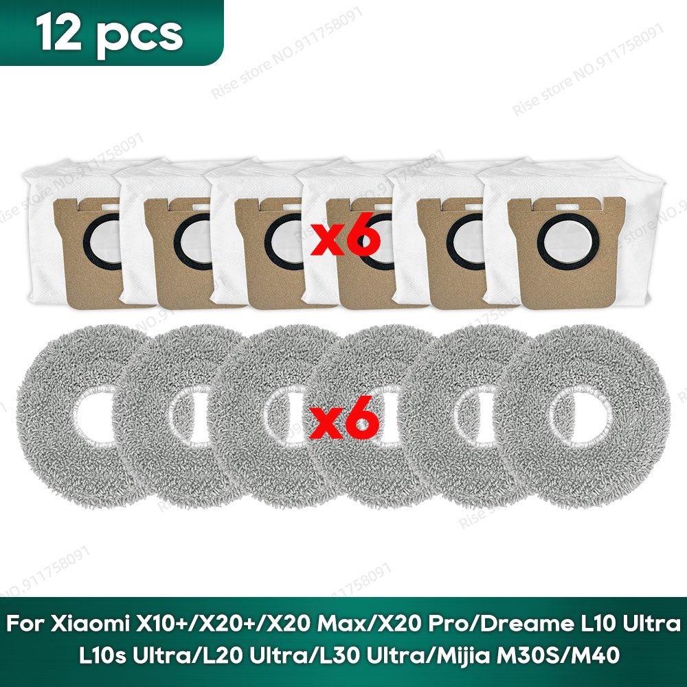 TEMU Compatible For Xiaomi X20 Plus/x20 Max/x10 / L10/l20/l30 Ultra & M30s/m40 Dust Bag Refill Mop Pads - Attachment, Plastic/cloth Suitable For