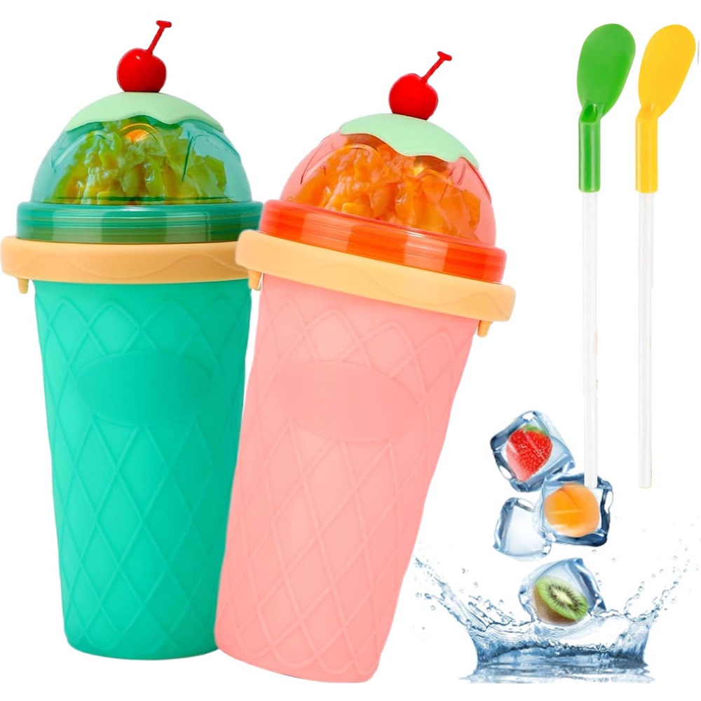 Reusable Silicone Cool Storage Container 350ml, Manual Extrusion Cooling Structure, Complete Set With Multi Cleaning Tools