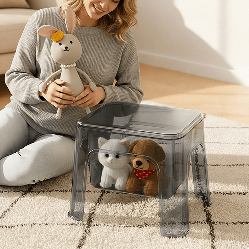 transparent shoe changing step stool hollow storage waterproof sturdy and durable multipurpose footstool simple household step stool suitable for living room bedroom bathroom laundry room garage bedside non slip step stool Product details 18