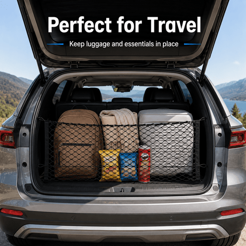 item picture 5pcs 1 and 4pcs hooks heavy truck cargo net with key lock and elastic straps adjustable mesh storage organizer for pickup trunks luggage gear and transport boxes multifunctional transport net