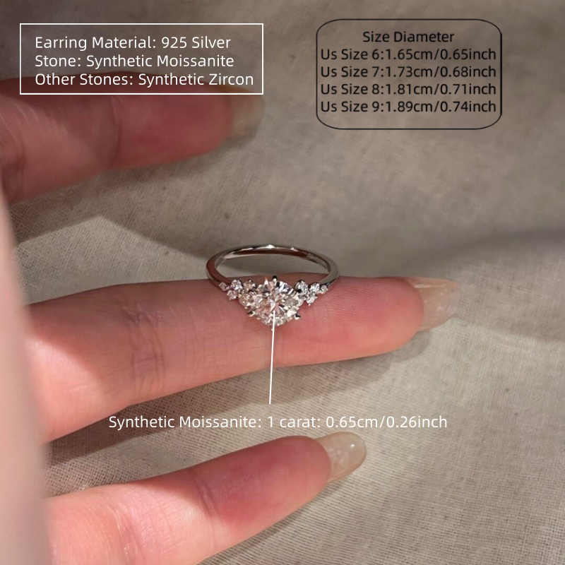 Men's 1 Carat Round Moissanite 925 Silver Wedding Ring, Elegant Retro