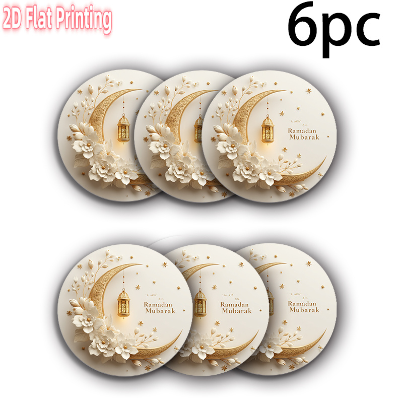 TEMU 4pcs-6pcs Pièces de Napperons Art Islamique Croissant Thème Doré Adapté pour , Cuisine, Ramadan, Saint-Valentin, Restaurant, Décoration de Fête