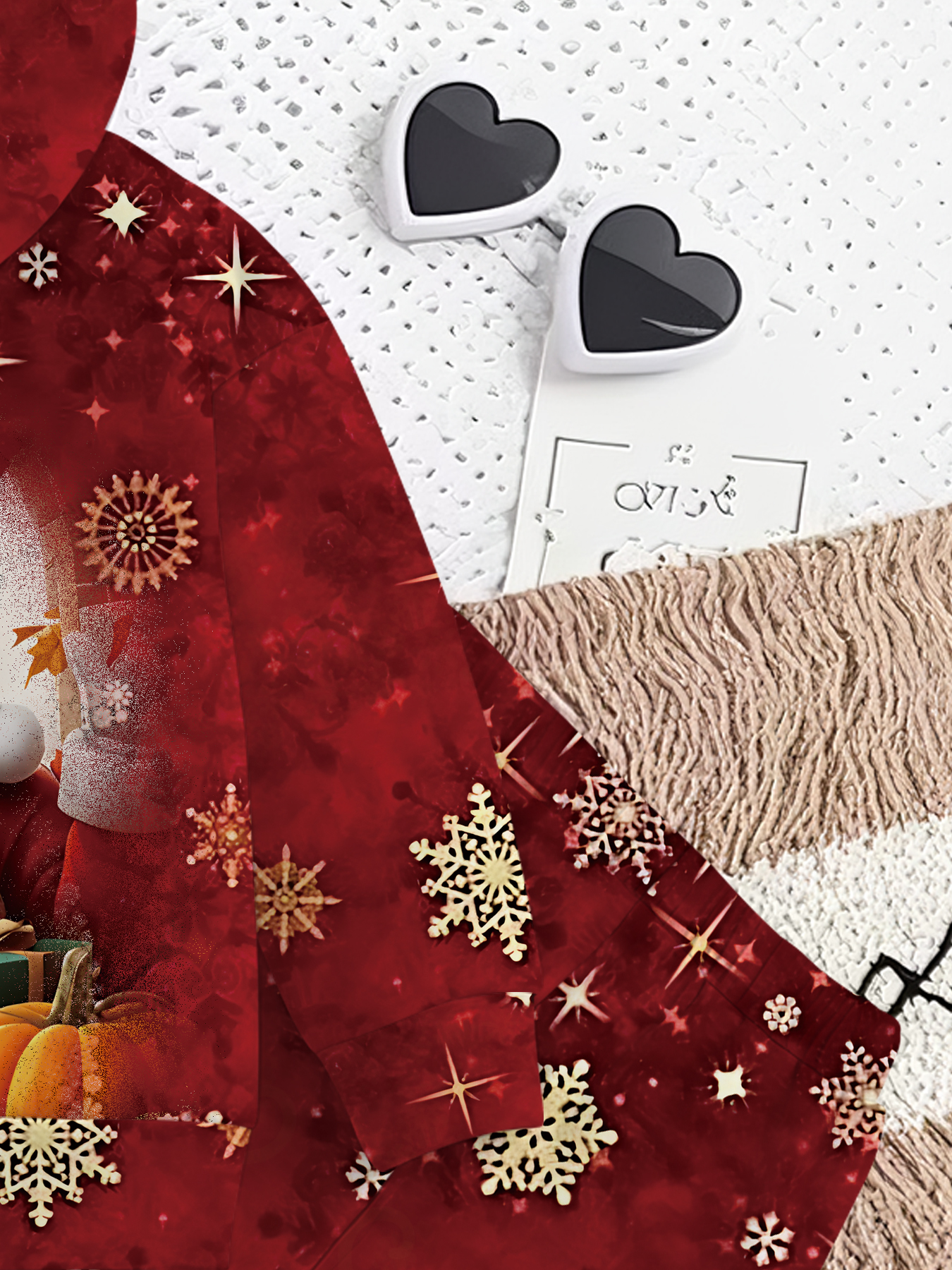 2-delige Meisjes Kerstman Gezicht & 3D Print Hooded Sweatshirt & Broek Set - Rode & Gouden Kerstoutfit met Kersthoed & Rendier Design, Casual Winterkleding voor Peuters & Kinderen, Perfect Cadeau voor Kleine Jongens & Meisjes (Machinewasbaar), voor Buiten