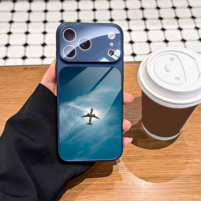 TEMU Сумісний з iPhone 17 Pro Max/16 Pro Max/15 Pro Max/14 Pro Max/13 Pro Max/17 Air, Мінімалістичний чохол із візерунком блакитного неба та літака,