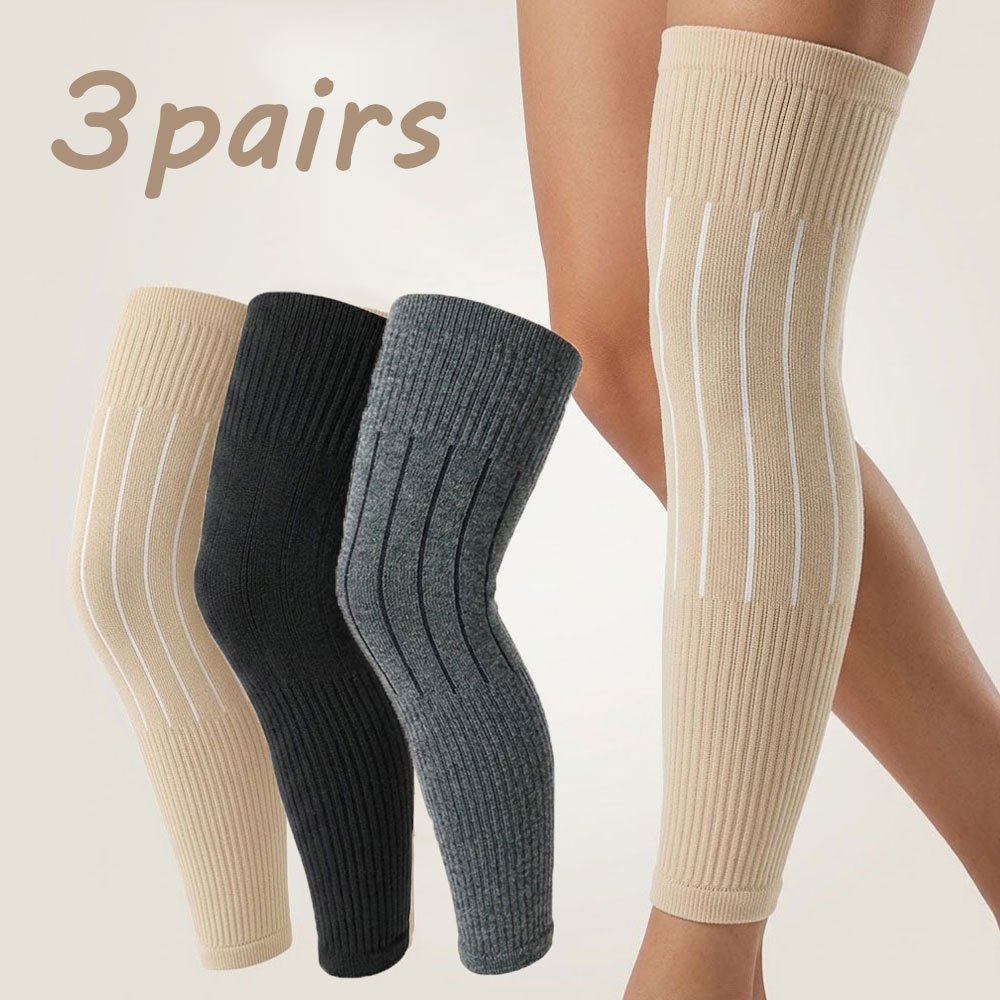 TEMU 3 Pairs Women's Striped Leg Protection Socks With Elastic Striped Knee-high Socks For Autumn And Winter, Knee And Foot Protection, Suitable For