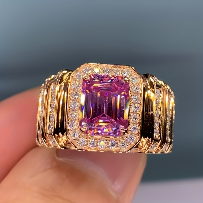 TEMU 1 Anello di Fidanzamento, Montatura Classica a 4 Punte con Zirconia Taglio , Nuziale a Banda Larga, Accessorio di Gioielleria per Feste e , per