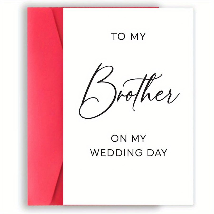 TEMU 2 Sheets (1pc Greeting Card And 1pc Envelope) Elegant Wedding Card, Suitable For Brother Or Brother - Festive For Bride And Groom, Minimalist