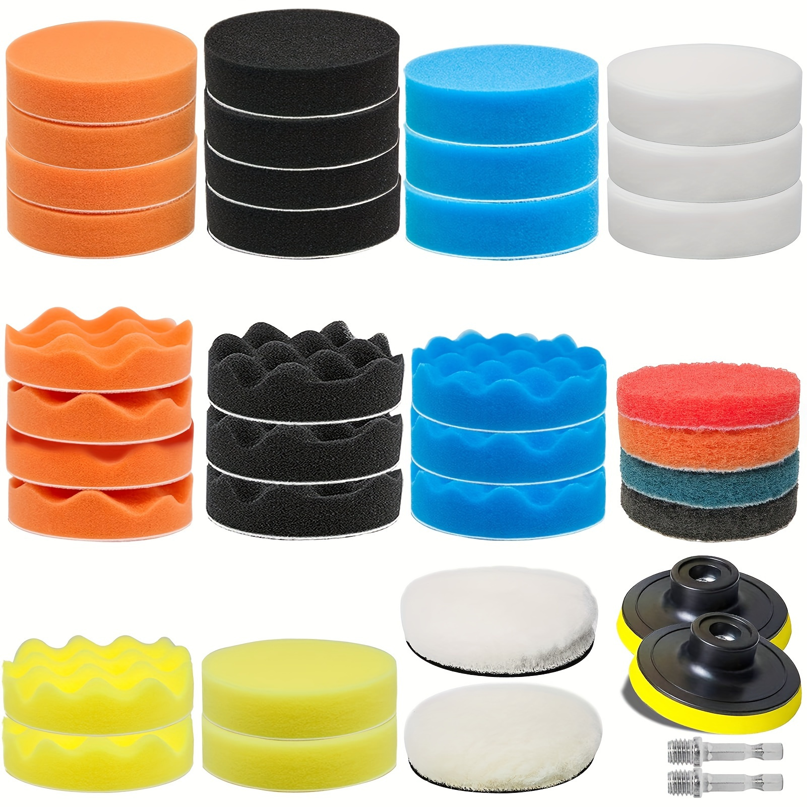 

38pcs 7.62cm Buffing Polishing Pads, Car Foam Drill Polishing Pad Kit Sponge Pads Polisher Kit Headlight Restoration Kit With Wool Pads