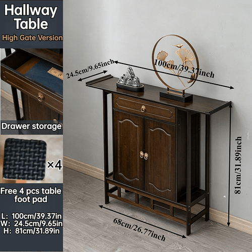 sturdy chinese style console table walnut and bamboo entryway table with drawer and cabinet narrow zen altar table and freestanding accent table for hallway living room
