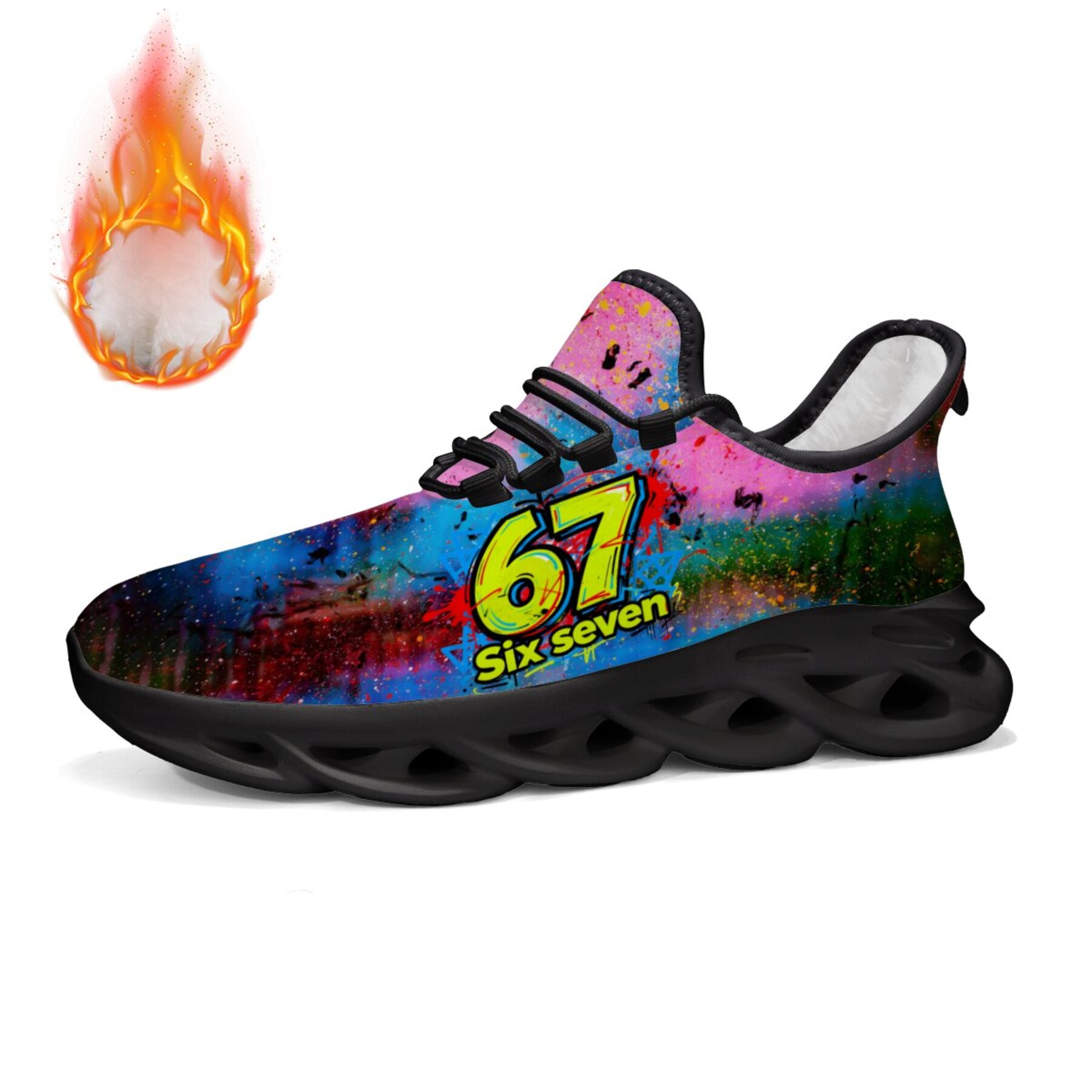 TEMU Men's & Women's Compatible "67" Number Print Winter-ready Thick-sole Platform Sneakers - Lightweight Shoes Suitable For Wear, Casual Round-toe