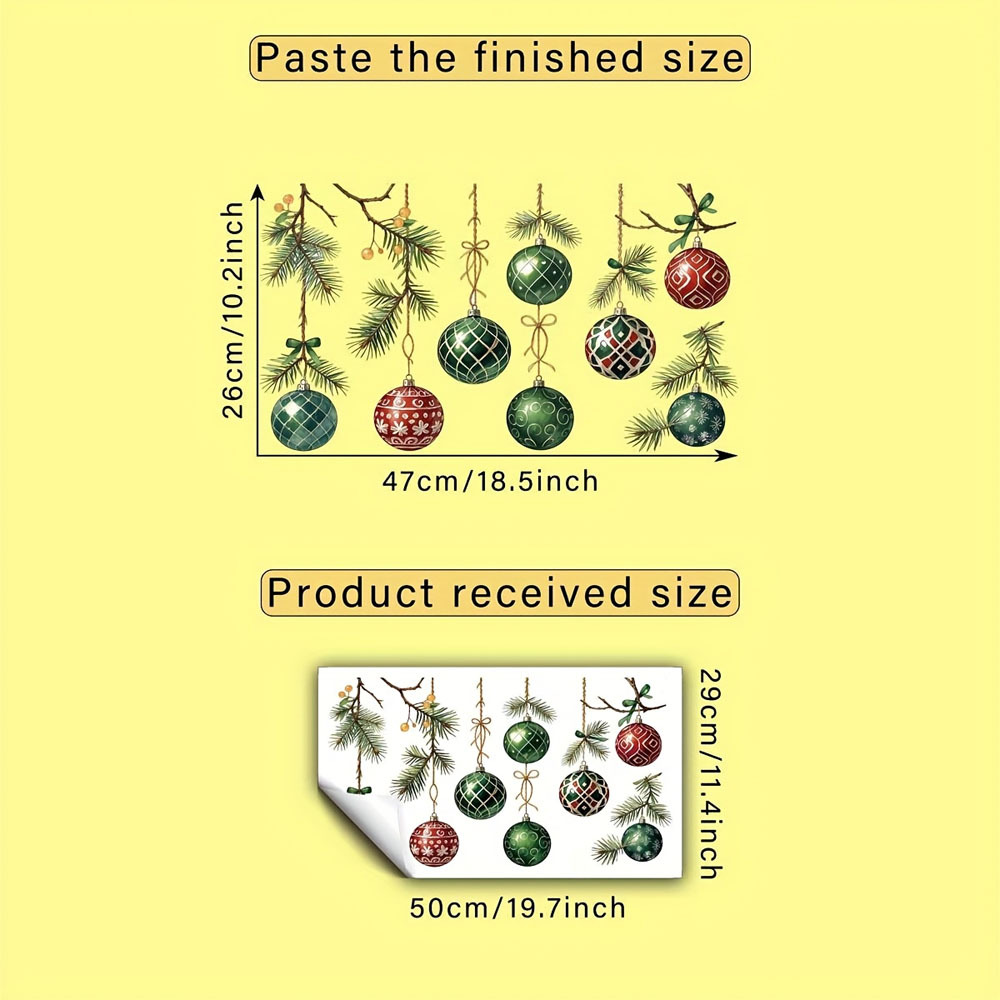 TEMU 1pc Christmas Ball Static Window Cling, Suitable For Bedroom Living Room Study, Pvc Material Easy To And Reusable