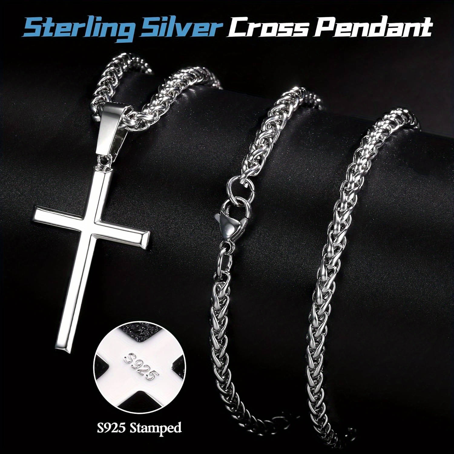 Collier Homme avec Pendentif Croix Collier à Chaîne avec Croix Inversée