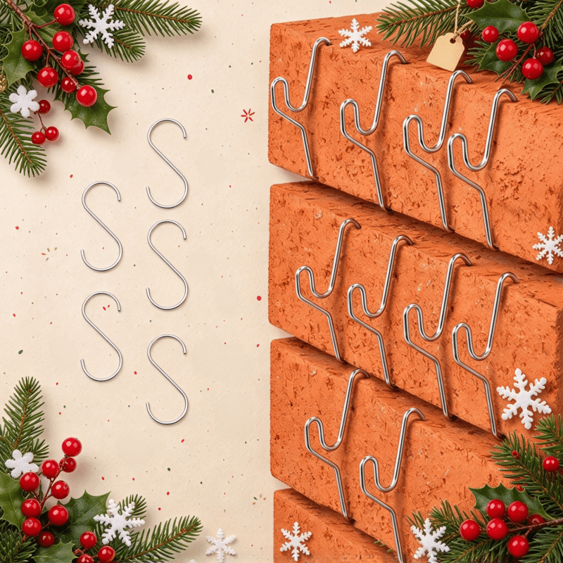 TEMU 15pcs Outdoor Christmas Decoration Hanging Hook Set (includes 10 Brick Clips & 5 S-hooks) – Ideal For Lights, Wreaths, Garlands, And Holiday