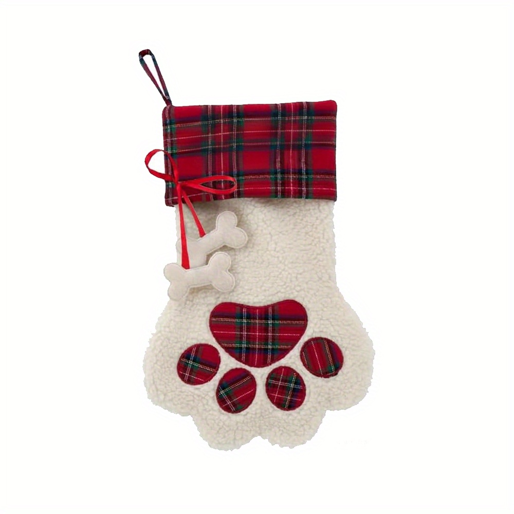 TEMU A Personalized Christmas Stocking With A Paw Design - Custom Christmas Stocking With A Name, Custom Cuff Christmas Stocking, Christmas Ornament,