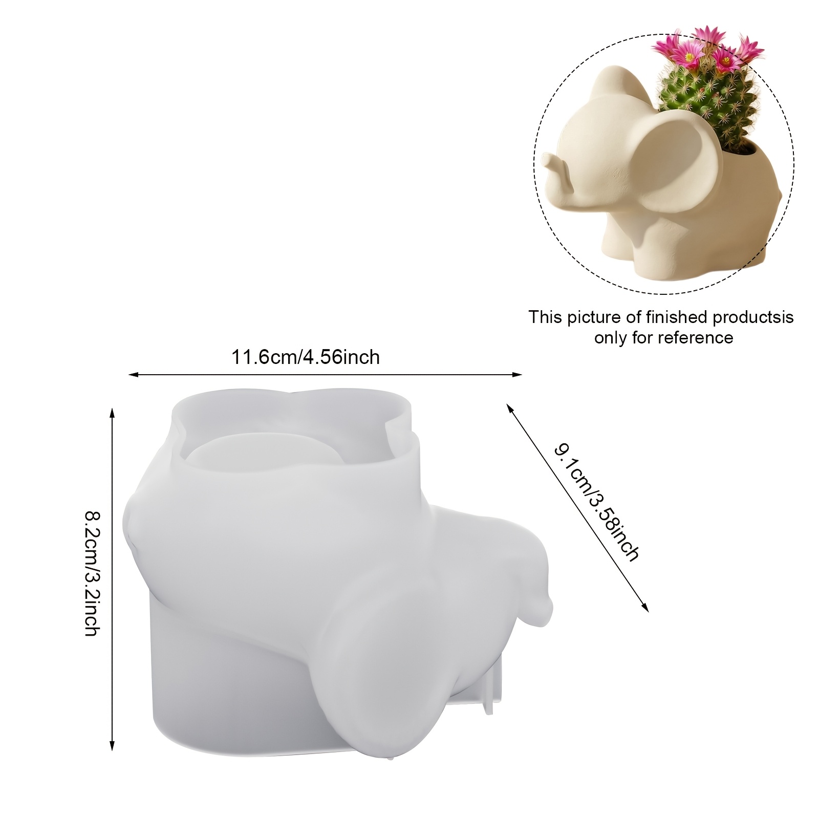 TEMU 3d Cute Elephant Silicone Mold, Animal Succulent Plant Flower Pot Mold, Suitable For Candle Holders, Resin Plaster Flower Pots, Pen Holders,