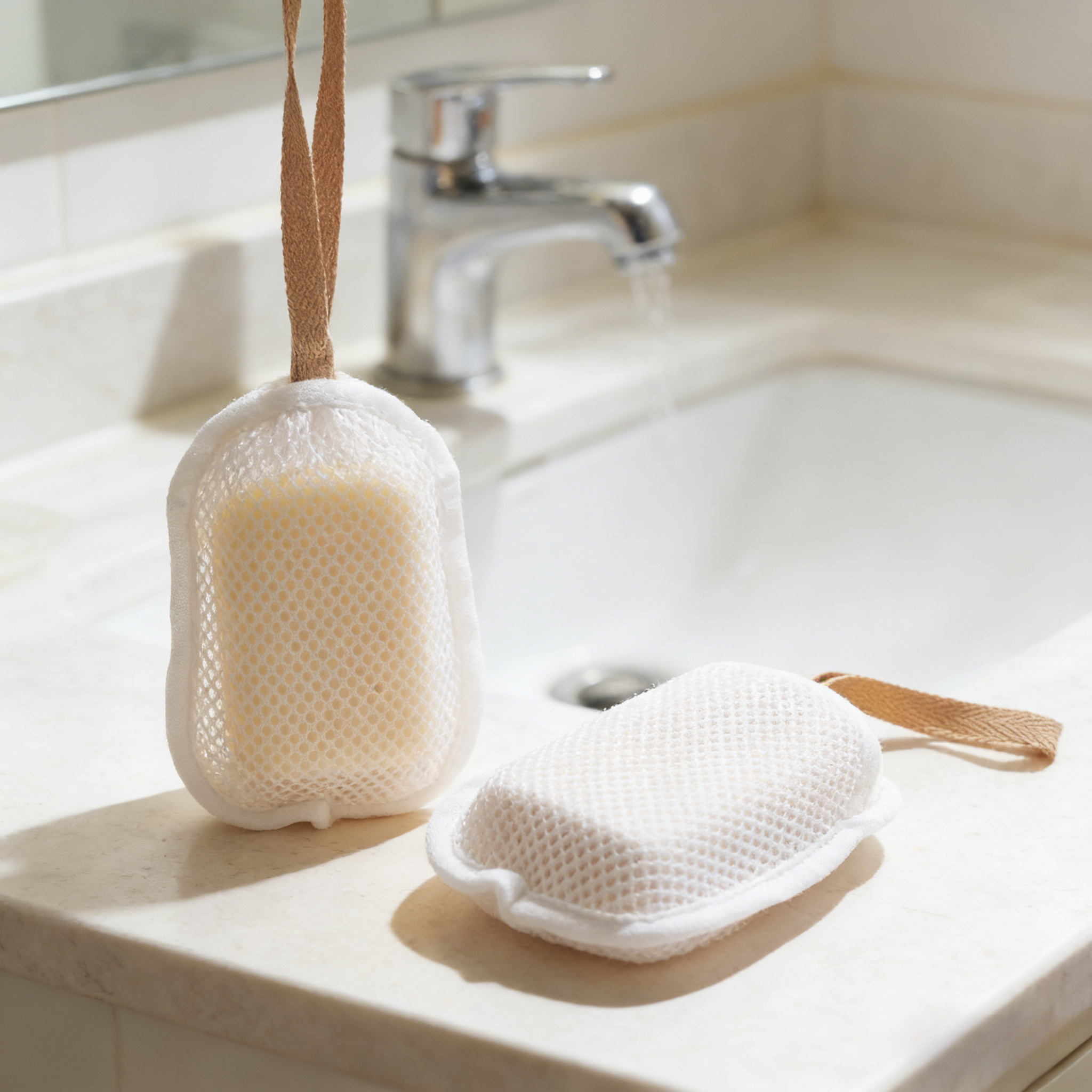 3pcs Soap Bag Set, Foaming Net and Loofah