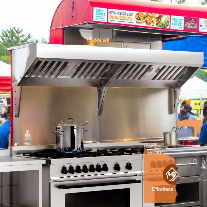 6ft commercial kitchen exhaust hood system stainless steel rust resistant ventilation with detachable u shaped oil filter for trucks concession trailers heavy duty outdoor cooking equipment kitchen hood ventilation sleek metallic   durable metal construction