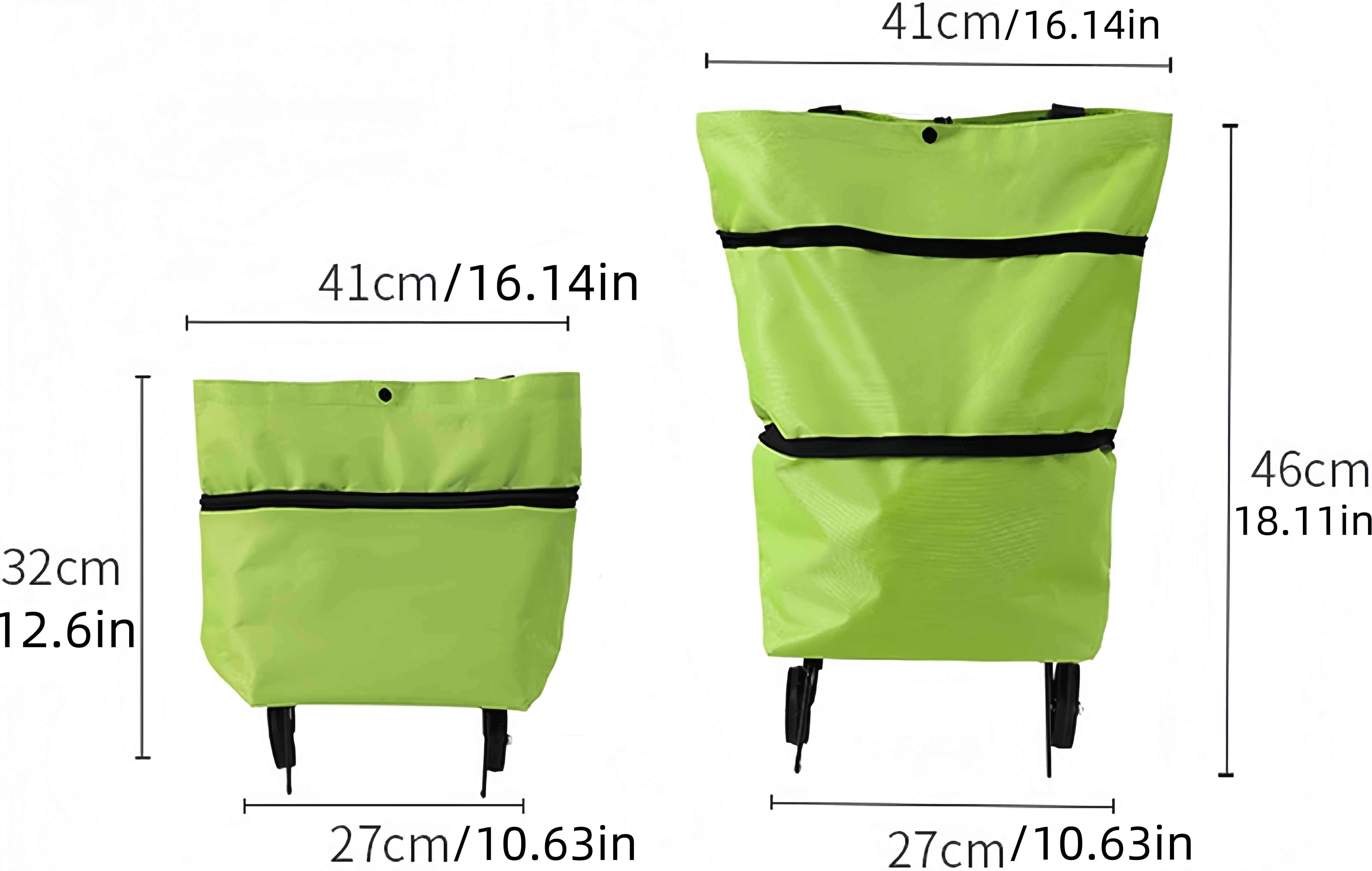 2-in-1 Foldable Shopping Cart, Portable Storage Bag with 55.12LB Capacity, Wheeled Handheld Grocery Trolley, Extra Large Capacity Backpackable Stroller, Suitable for Home Use, Supermarket Shopping Bags, Travel Camping