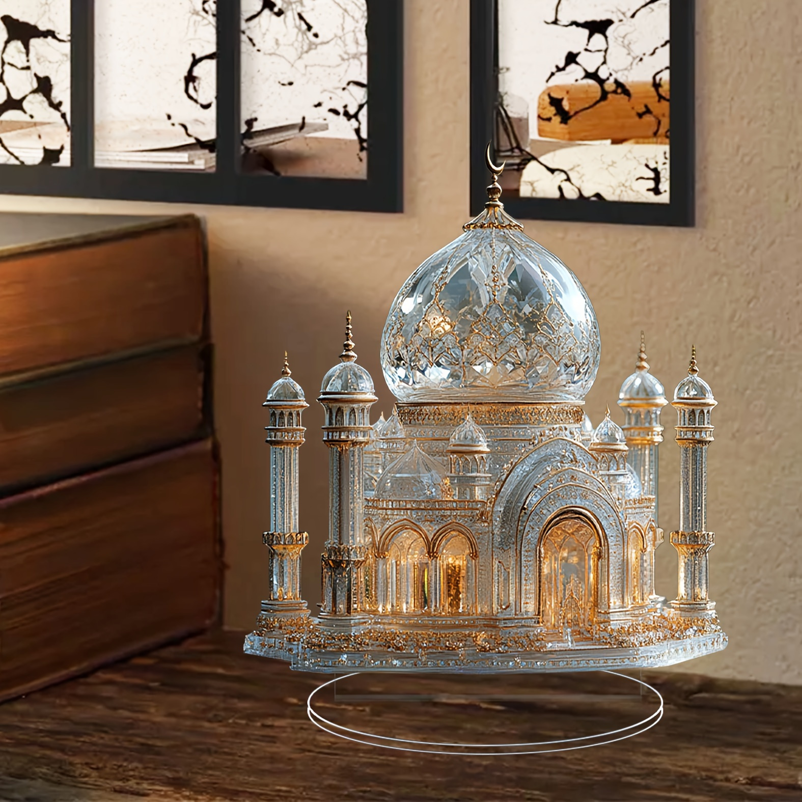 

Art Deco Crystal Acrylic Ornament, 2d Tabletop Decor, Multipurpose Ramadan Festival & Eid Al-fitr , No Electricity Needed, Ideal Gift