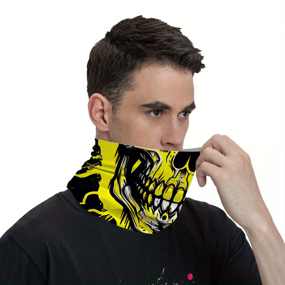 Skull Print Pattern Face Mask, Unisex & Washable