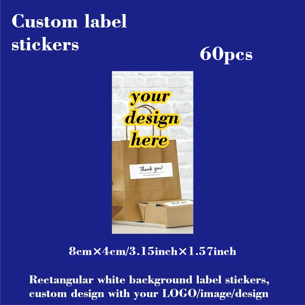 TEMU Adhesivo personalizado rectangular de 8 cm x 4 cm/3.15 pulgadas x 1.57 pulgadas con diseño a de una foto - Diseño de personalizado, ideal para