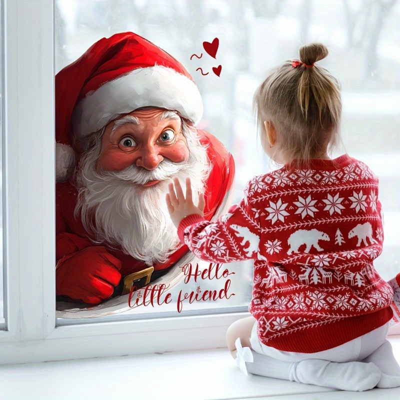 希少 Santa by Bay Window trim a  ジャンク品 1pc large santa claus window cling sticker self - Temu Mauritius