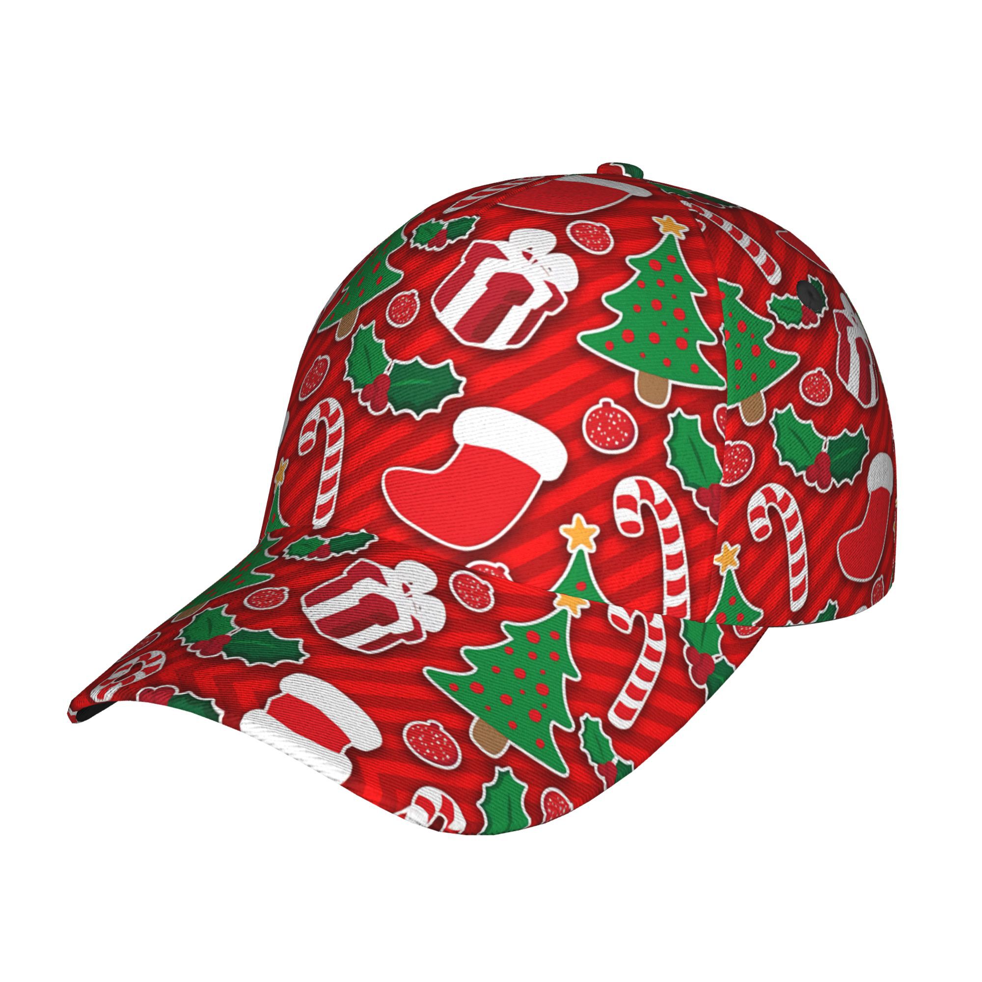 TEMU 1pc Santa Claus Socks On A Red Striped Background Full Print Baseball Street Style Hip Hop Hat, Sports Outdoor Fishing Casual Hat, Sun Hat,