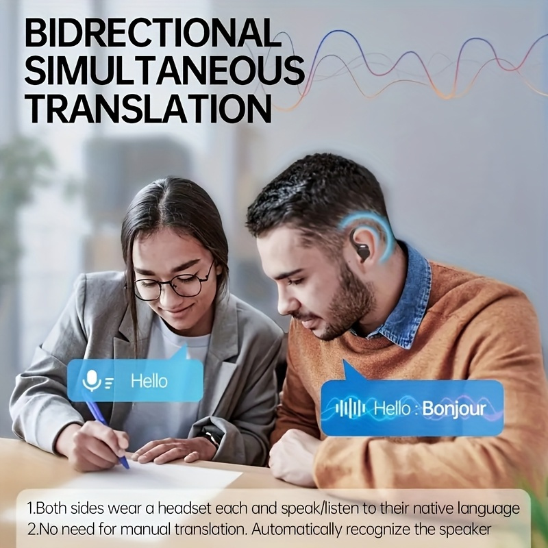 2025 AI Real-Time Translation Earbuds | 144 Languages Support, LED Power Display, Type-C Charging, Touch Control, Voice Noise Cancellation & Open Ear Design |Compatible with All Smartphones for Meetings Sports Travel Gaming - Sleek Gift-Ready Design