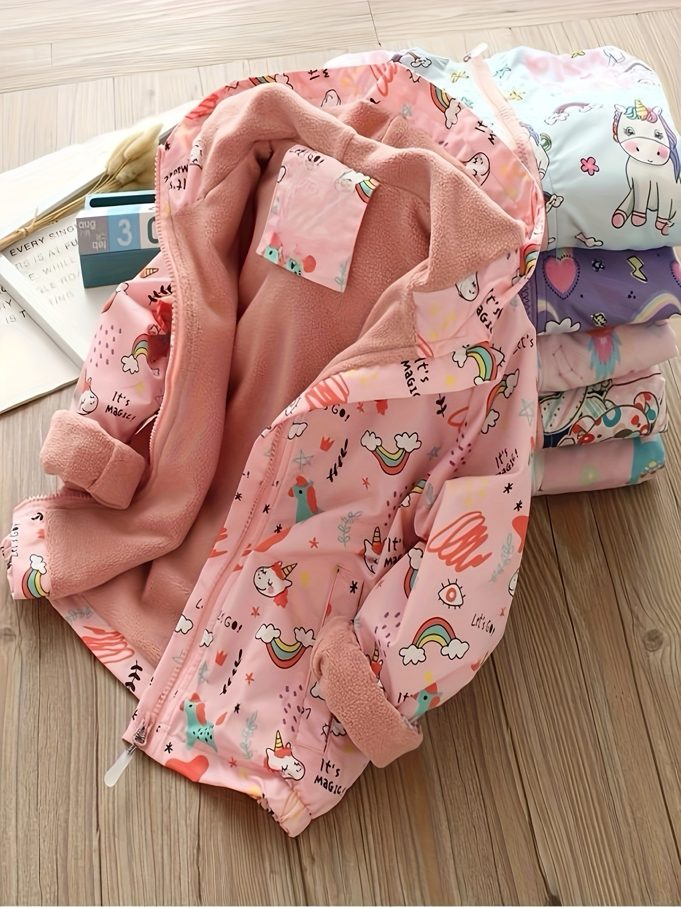 Girls' Warm Lined Double Layer Hooded Coat
