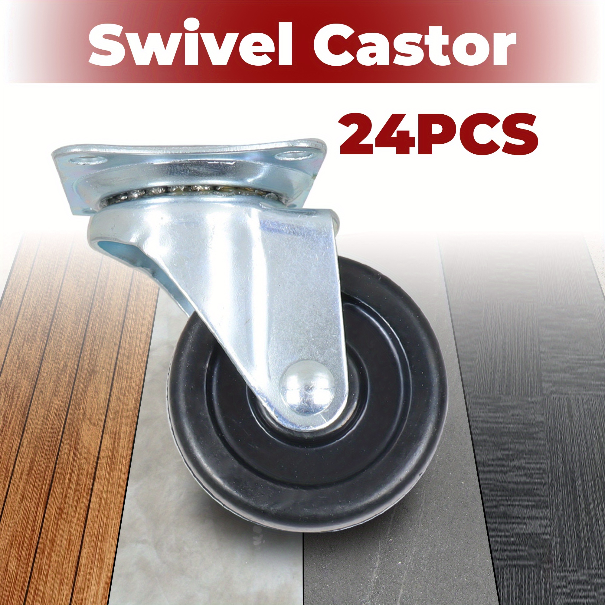 TEMU Set Of 24 Heavy-duty 2-inch Swivel Caster Wheels With A Base, Complete With A Top Plate And Bearing, Suitable For Coffee Tables, Plant Stands,