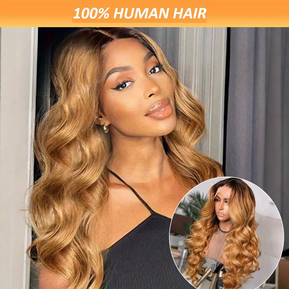 honey blonde 13x6x1 hd lace front wig human hair 150 density  display picture 2