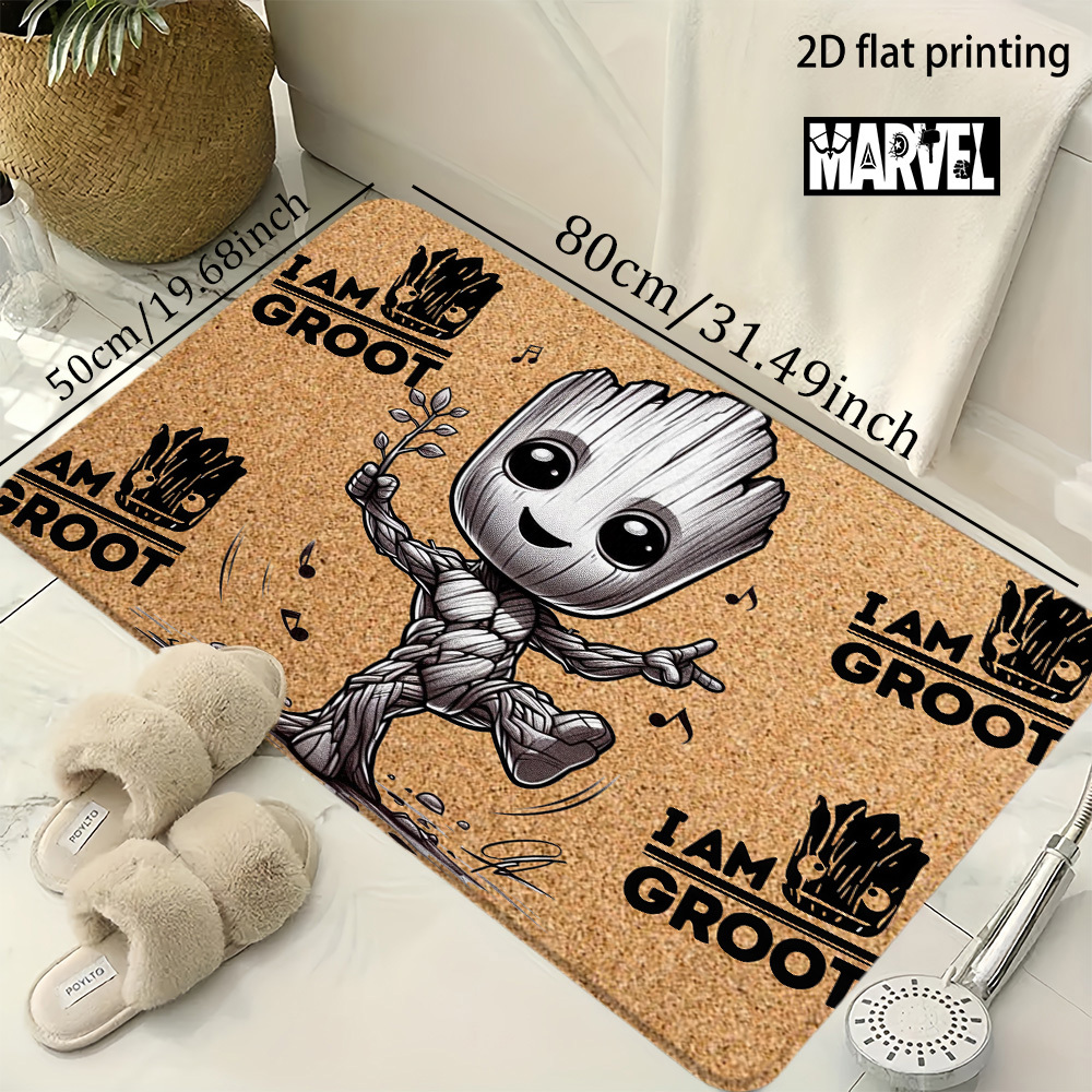 E-shop MARVEL Groot Superhelden-Thema Schnelltrocknende Fußmatte, geeignet für Haustierbereiche, maschinenwaschbar mit Rückseite & Marvel, schnelle