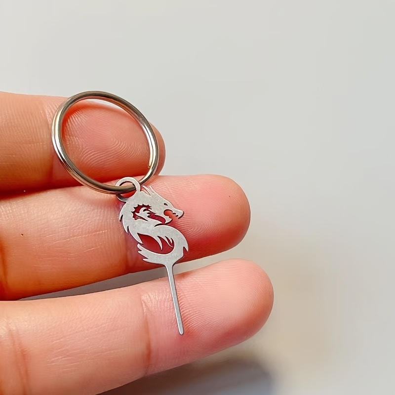 1pc, Creative Dragon Sim Card Ejector Pin, Cool Cartoon Keychain, Stainless Steel Phone Card Remover, Creative Keychain, Phone Card Ejector Pin, Sim Card, Backpack Charm Bag Pendant, Small Gift