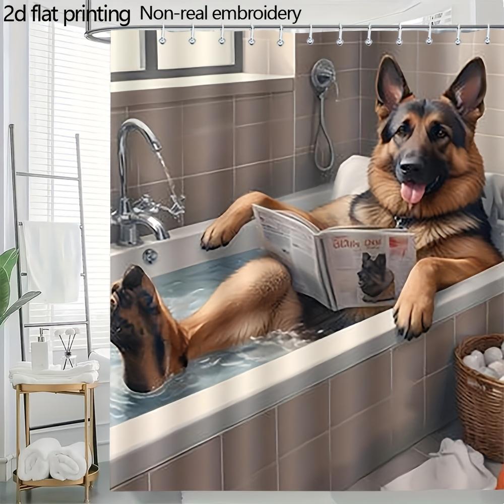 TEMU Rideau de douche/de bain 2D, 1 pièce très grand rideau de douche pour baignoire avec motif de , incluant un motif de chiot — Décoration de salle