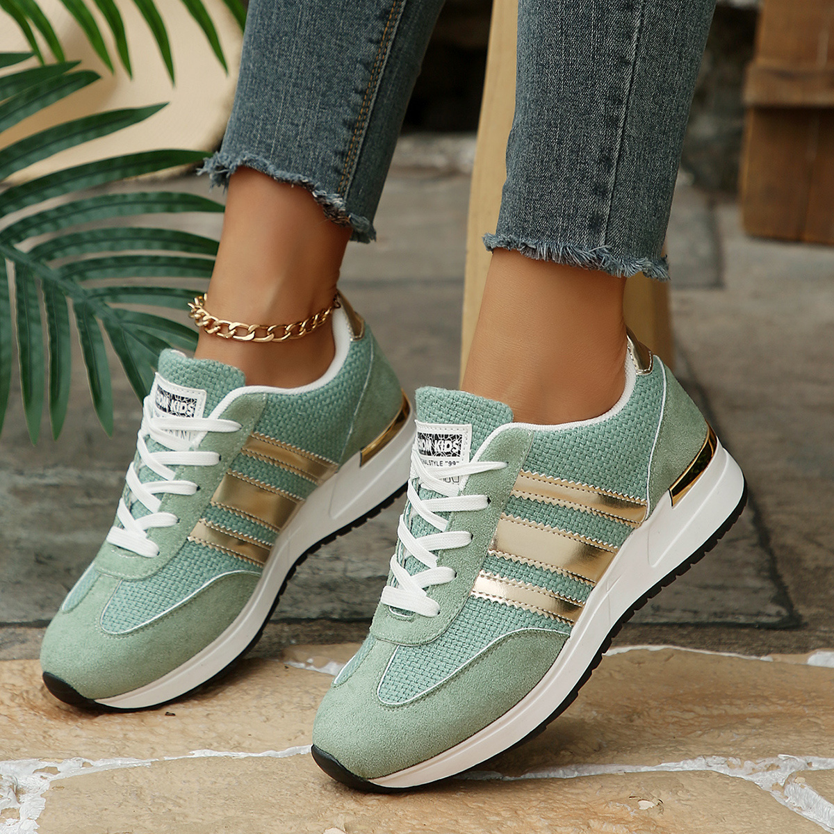 TEMU British Style Versatile Fashion Lace-up Color-block Flats, Retro Comfortable Bead-studded Cute Bow College Style Casual Athletic Shoes, Light