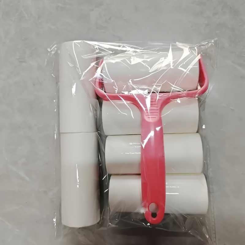 TEMU 1 Handle   6 Replacement Rolls, 360 Sheets Of Tissue, Velvet Brush Hand-tear Roll, Suitable For Clothes, Carpets, Car Seats, Durable Handle, No