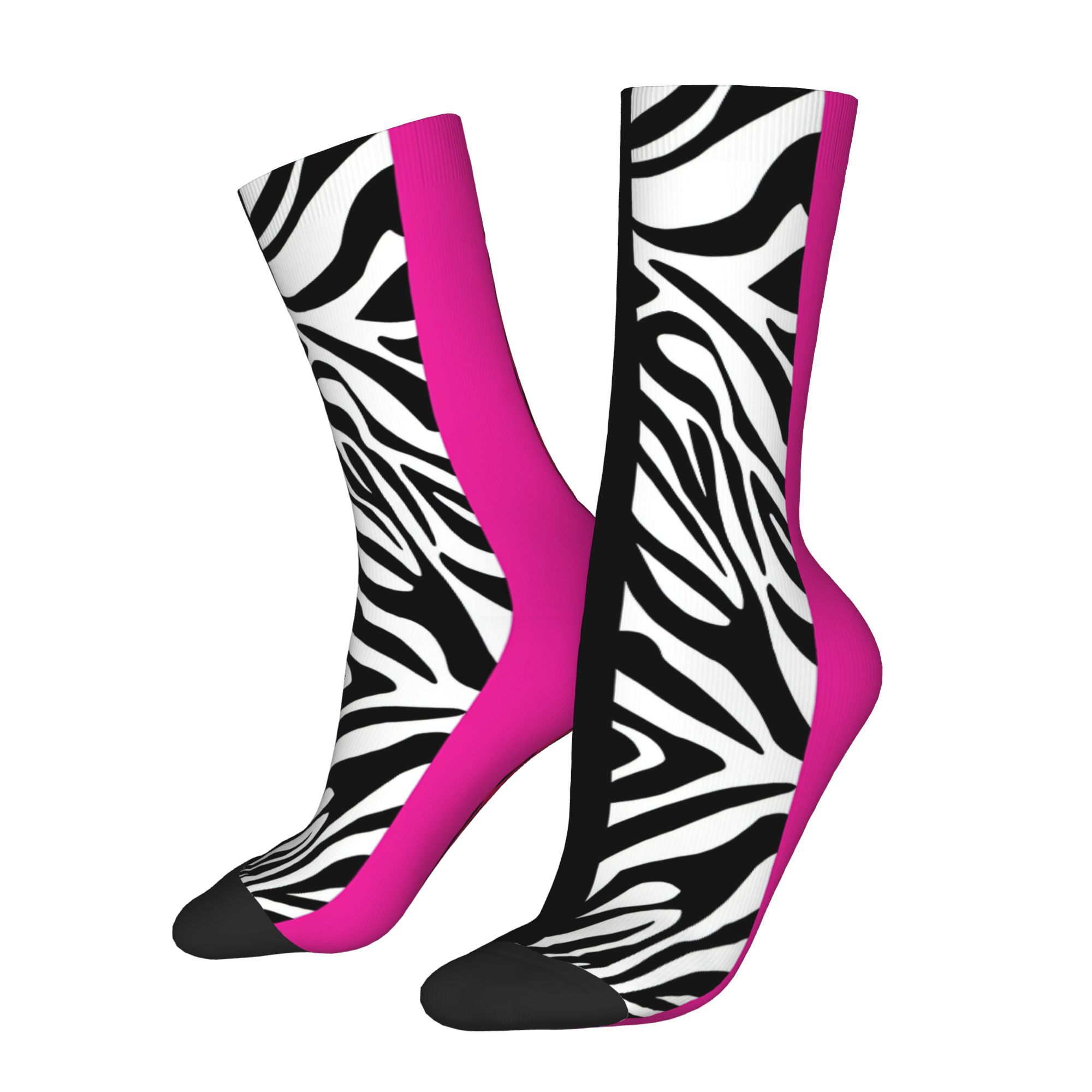 TEMU Calcetines largos de moda con estampado de rayas de animales de cebra y leopardo para hombres y mujeres | Calcetines divertidos de pareja de
